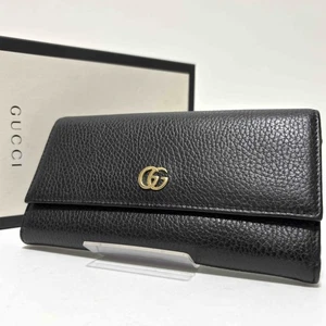 305 Buen Estado Gucci Cartera Larga GG Marmont Continental Cartera Negra - Imagen 1 de 10