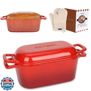 Horno holandés de hierro fundido esmaltado ovalado de 3,6 cuartos de galón, bandeja para hornear pan de masa madre con tapa - Imagen 1 de 5