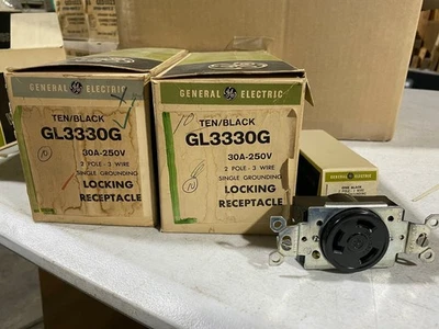 Коробка из 10 GE GL3330G одиночный замок приемник черный 30A 250V 2 полюса, новый из старых запасов - Изображение 1 из 4