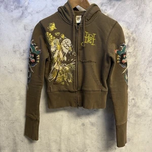 Sudadera con capucha vintage Ed Hardy para mujer pequeña 16,5x18,5 Y2K grunge - Imagen 1 de 10