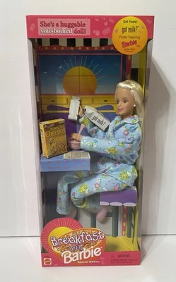 Mattel 1999 Desayuno con Barbie Muñeca Abrazable Cuerpo Suave Cheerios & Got Milk? Foto 1 de 4
