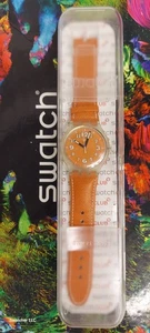Orologio Swatch SQUEEZED PUMKINS SUDK102 2002 X-Large con cinturino in pelle Swiss Made - Foto 1 di 7