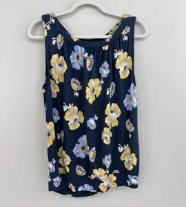 ANN TAYLOR LOFT Outlet grau gelb Blumen gebändert Tank Bluse Large - Bild 1 von 6