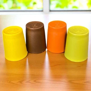 VTG Tupperware Autumn Harvest Stackable Tumblers Cups 7 oz 1251 USA Set of 4 - Picture 1 of 6
