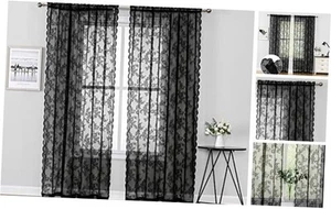 Sheer Curtains 95 Inches Long for Living Room 55"W x 95"L (Pack of 1) Black - Picture 1 of 7