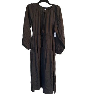 #1NWT Old Navy Women's Black Tiered Dress Long Sleeve Smocking Size Medium - Picture 1 of 6