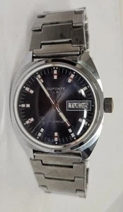 Vintage Lucien Piccard Dufonte Mens 17 Jewel Watch Blue Dial Runs SHIPS FREE - Picture 1 of 5