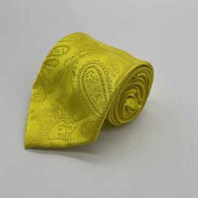 Vesuvio Napoli NeckTie YELLOW Color Paisley Design Mens Neck Tie Polyester - Imagem 1 de 3
