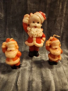 Vintage Gurley Weihnachtskerze Set (1) 5 "Weihnachtsmann & (2) 3" Santa  - Bild 1 von 9