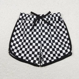 Mommy and me Summer Shorts Black Checked Print Casual High Waist Bottom - Picture 1 of 2