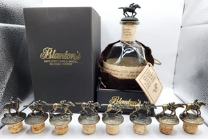 Blanton’s 1991 Bottle + Full 8 BLANTONS Stopper Set + 1 Rare Black Stopper & Box - Picture 1 of 13