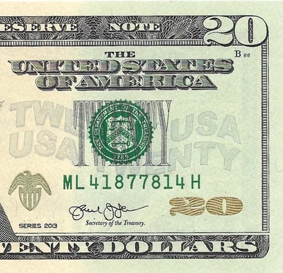 2013 $20 SAN FRANCISCO FRN Crisp, Uncirculated Banknote RADAR Serial ML41877814E - Image 1 of 3