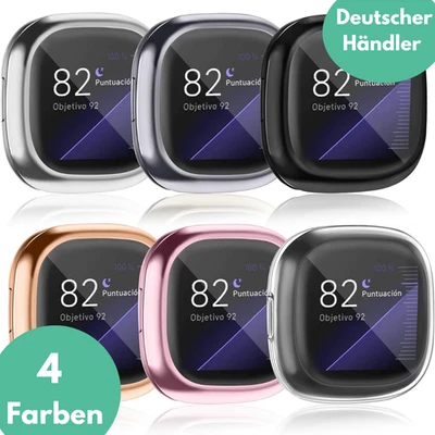 SMARTUP 2X Schutzhülle für Fitbit Versa 3 / Sense TPU Silikon Case Bumper Ultra Slim