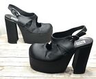Vintage Black Satin Platform Heels Ying E Yang Women’s Shoes Size 8.5-9 US/39 EU