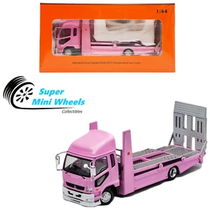 GCD 1:64 2017 Mitsubishi Fuso Fighter Double Deck Tow Trucks Pink Diecas Model - Picture 1 of 4