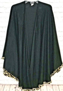 Women's Cape Shawl Open Wrap Faux Fur Trim One Size - Picture 1 of 8