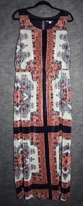 New DRESSBARN Shimmery Pleated Blouson Medallion Paisley Maxi Dress Plus Size - Picture 1 of 4