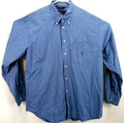 Camisa para hombre Nautica talla XL L/S abotonada azul/blanco mini vestido a cuadros/casual Foto 1 de 4