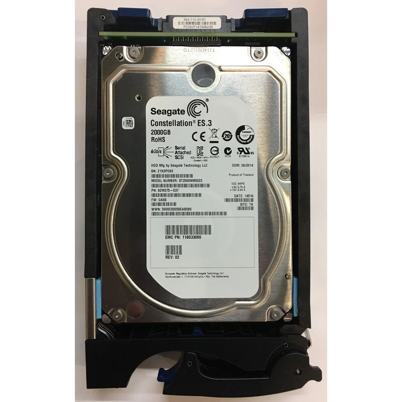 9ZM275-037 - Data Domain 2TB 7200 RPM SAS 3.5" HDD for Data Domain ES30 15 ba... - Image 1 of 1