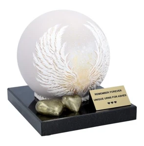 Cremation urn with angel wings Artistic urn for human ashes Personalise urn - Picture 1 of 6