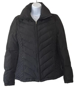Kenneth Cole Reaction Women’s Black Puffer Down Feather Zip Up Jacket Sz Small - Picture 1 of 10