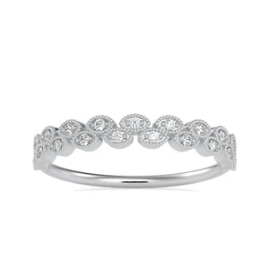 Natural Round Diamond 14k Solid Gold Two Rows Milgrain Marquise Ring for Women - Picture 1 of 18