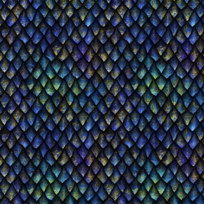 CRAFTY FABRICS CHATHAM GLYN 100% Cotton fabric -Dungeons & Dragons Blue Green Dragon Scales Fantasy Mythical