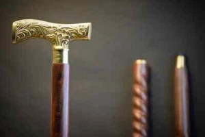 Elegant Brass Handle Walking Stick Christmas Gift a Handmade Wooden Spiral Cane - Picture 1 of 6