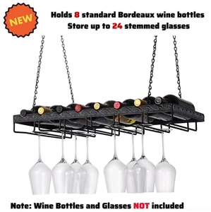 Hanging Wine Glass Rack Ceiling Suspended Stemware Holder Kitchen Bar Decor NEW - Picture 1 of 7