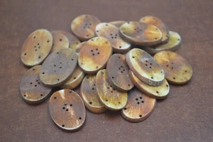50 PCS BROWN OVAL BUFFALO BONE SEWING BUTTONS 1 1/4" #T-4075 - Picture 1 of 1