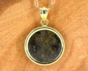 Mars Meteorite Necklace - Genuine Martian Meteorite Jewelry - 14Kt Gold - TOP  - Picture 1 of 6
