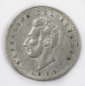 1895 Un Sucre Ecuadorian Silver Coin Moneda Ecuatoriana 1 sucre de Plata - Picture 1 of 2
