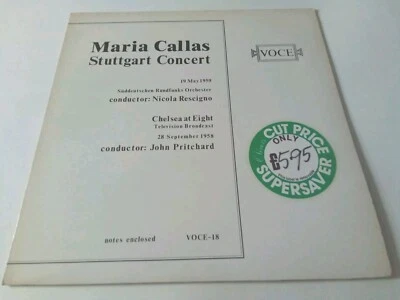 MARIA CALLAS  Stuttgart Concert 1959 Chelsea at Eight TV 1958 VOCE 18 LP Vintage - Image 1 of 4
