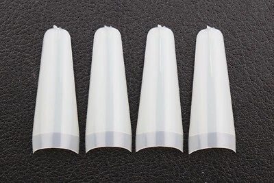 500 Coffin Nail Long Straight Ballerina Half Cover C Curve French False Tips - Image 1 of 4