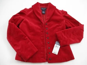 NEW Ralph Lauren Girls Red Velvet Coat Jacket Christmas Holiday Small Size 7 - Picture 1 of 14