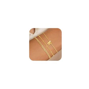 Gold Initial Bracelets for Girls Women Layered Initial K Bracelets for Women Gir - Picture 1 of 7