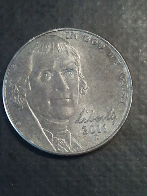 2011~D JEFFERSON NICKEL ~ **BLACK BEAUTY LIKE** GREY BATTLESHIP METALLIC TONING - Image 1 of 3