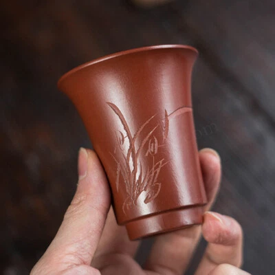 Taza de té de arcilla china True Yixing Zisha Dahongpao taza tallada en orquídea 80 ml Foto 1 de 4