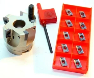 10x APKT 11T308-PM  NH3030  + 90° Eckfräser D= 40-Z= 5-16 mit IK für Stahl/Niro  - Picture 1 of 3