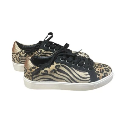 Tênis Dirty Laundry estampa animal leopardo zebra dourado acento tamanho 5.5 - Imagem 1 de 4