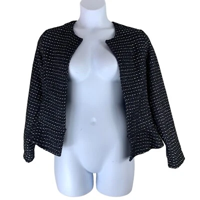 Cárdigan Dolan Talla Mediana Frente Abierto Tejido Top Negro Azul Manga Larga NUEVO Foto 1 de 4