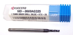 165-0669AG335 Kyocera 1.70mm Carbide 2 Flute Drill High Performance .0669" Dia - Picture 1 of 3