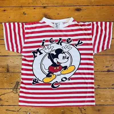 Vintage JG Hook Mickey Mouse Graphic Tshirt Red White Stripe Disney Mickey & Co. - Image 1 of 4