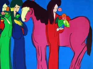 Walasse Ting Pink Horse and Women Art Lithograph on Arches Printers Proof - Bild 1 von 4