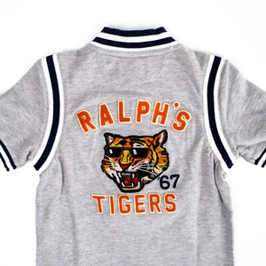 NWT Polo Ralph Lauren RL Tigers 67 Patch Embroidered Gray Polo Shirt $79 Size 4 - Picture 1 of 8