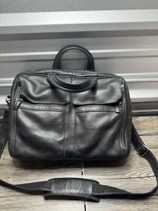 Wilsons Leather Unisex Black Leather Top Handle Briefcase Document Case Bag - Picture 1 of 9