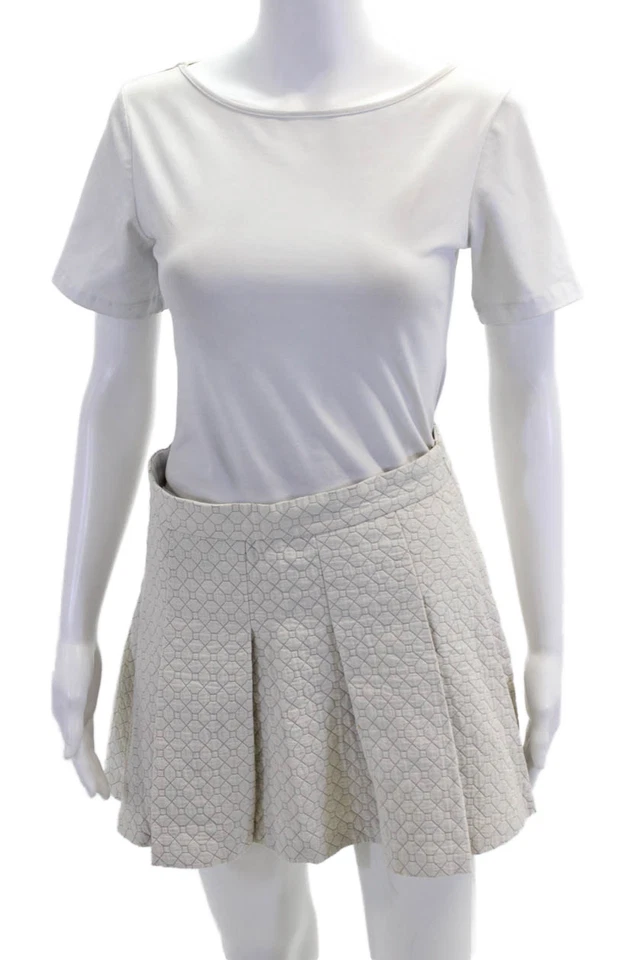 Falda 10 Crosby Derek Lam X Intermix Mujer Algodón Acolchado Estampado Blanca Talla 2 Foto 1 de 4