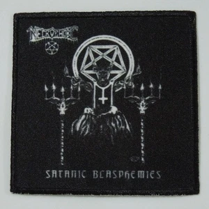 NECROFOBIC Blasfemie sataniche PICCOLA TOPPA stampata logo fascia scura - Foto 1 di 6