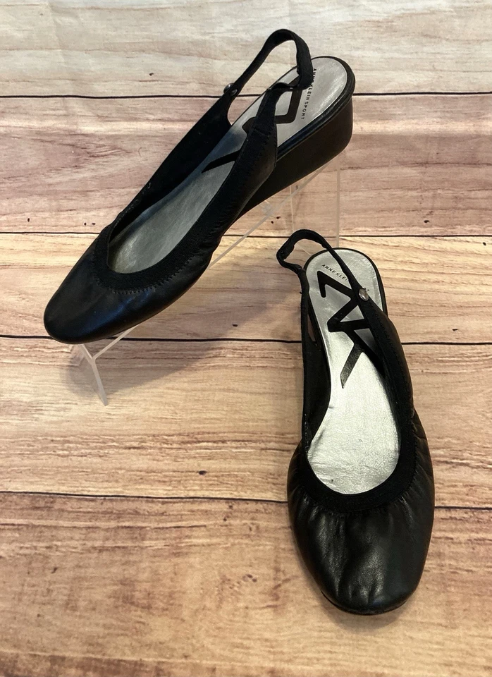Zapatos Anne Klein Sport Talla 10M Cuero Negro Negocios Informales Tacones con Cordones Foto 1 de 4
