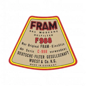 Porsche 356 Fram Oil Filter Small Decal for Top of Canister (F988) - Bild 1 von 3